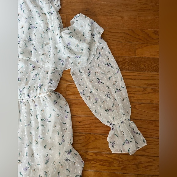 The Fashion Poet‎ Clip Dot Cold Shoulder Ruffle Long Sleeve Dress white size 8 - Picture 6 of 13